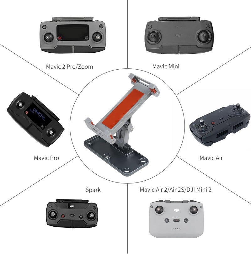 Hanatora حامل لوحي بحجم 4.7-12.9 بوصة لجهاز DJI Mavic Mini وMini SE وMavic 2 Pro/Zoom وSpark وMavic Air/Pro Platinum لجهاز التحكم عن بعد، ملحقات هاتف من الألمنيوم - Image 4